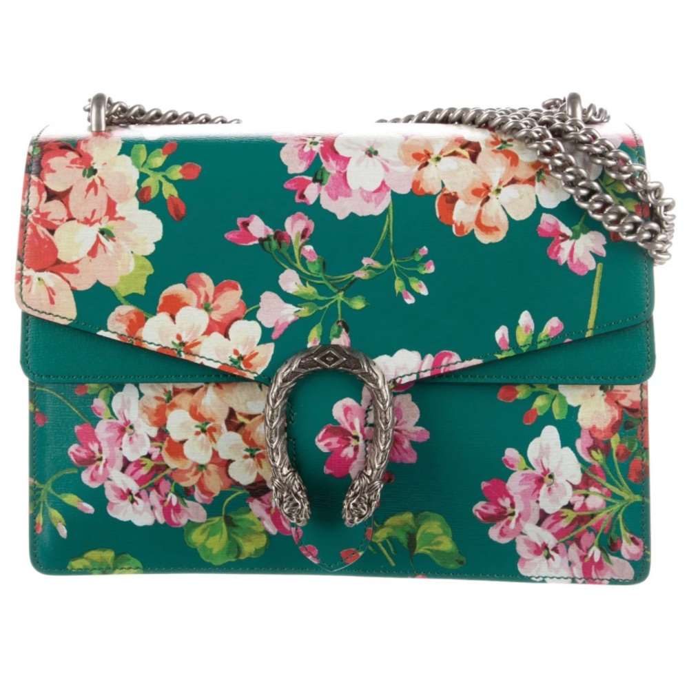 Gucci Medium Dionysus Blooms Shoulder Bag  in Green.